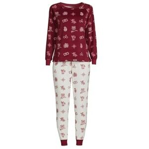 Harry Potter Pajama Set Womens 2X Red White Hogwarts Fleece Sleepwear Geek Sleep